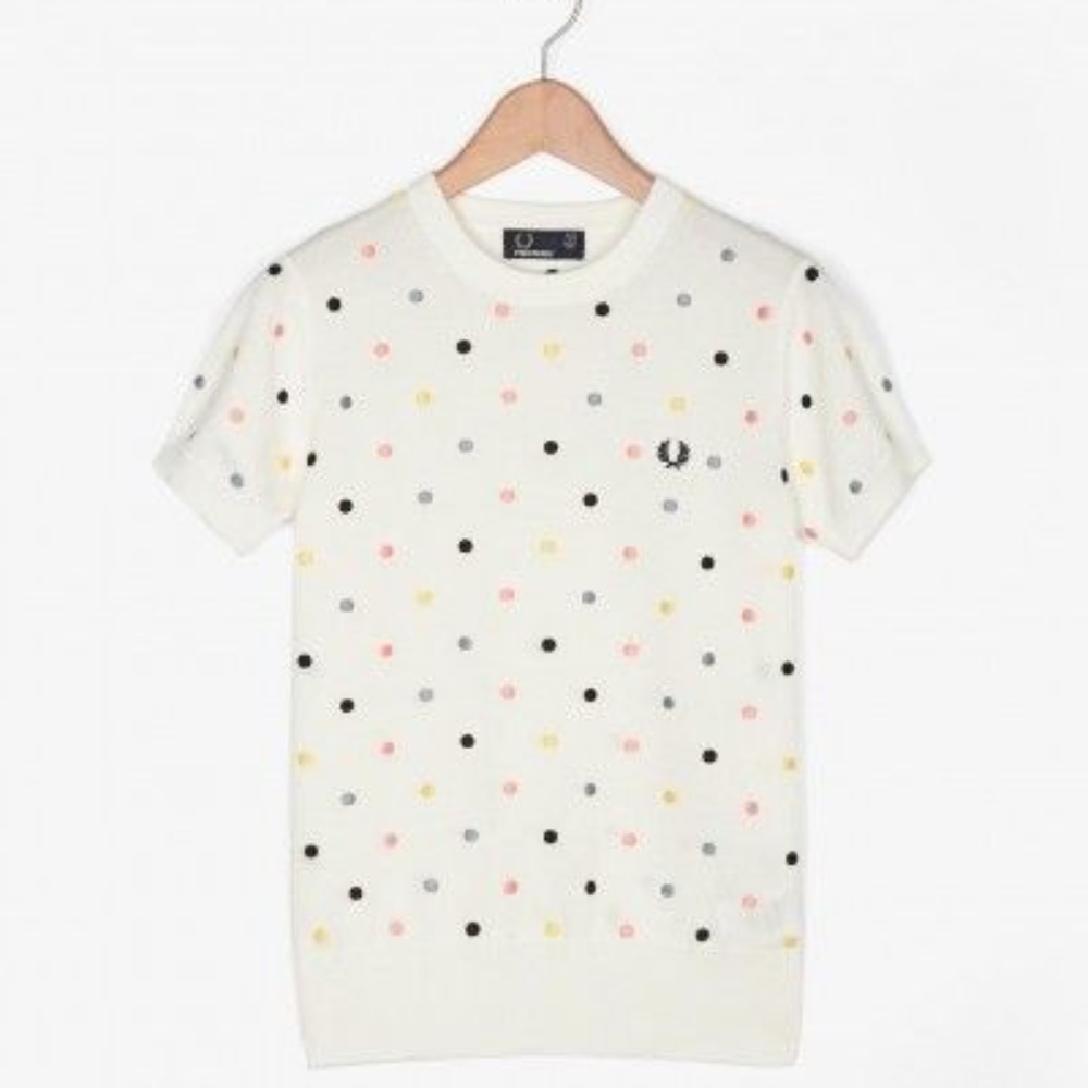 Womens Fred Perry Polka Dot Knit Top US 10